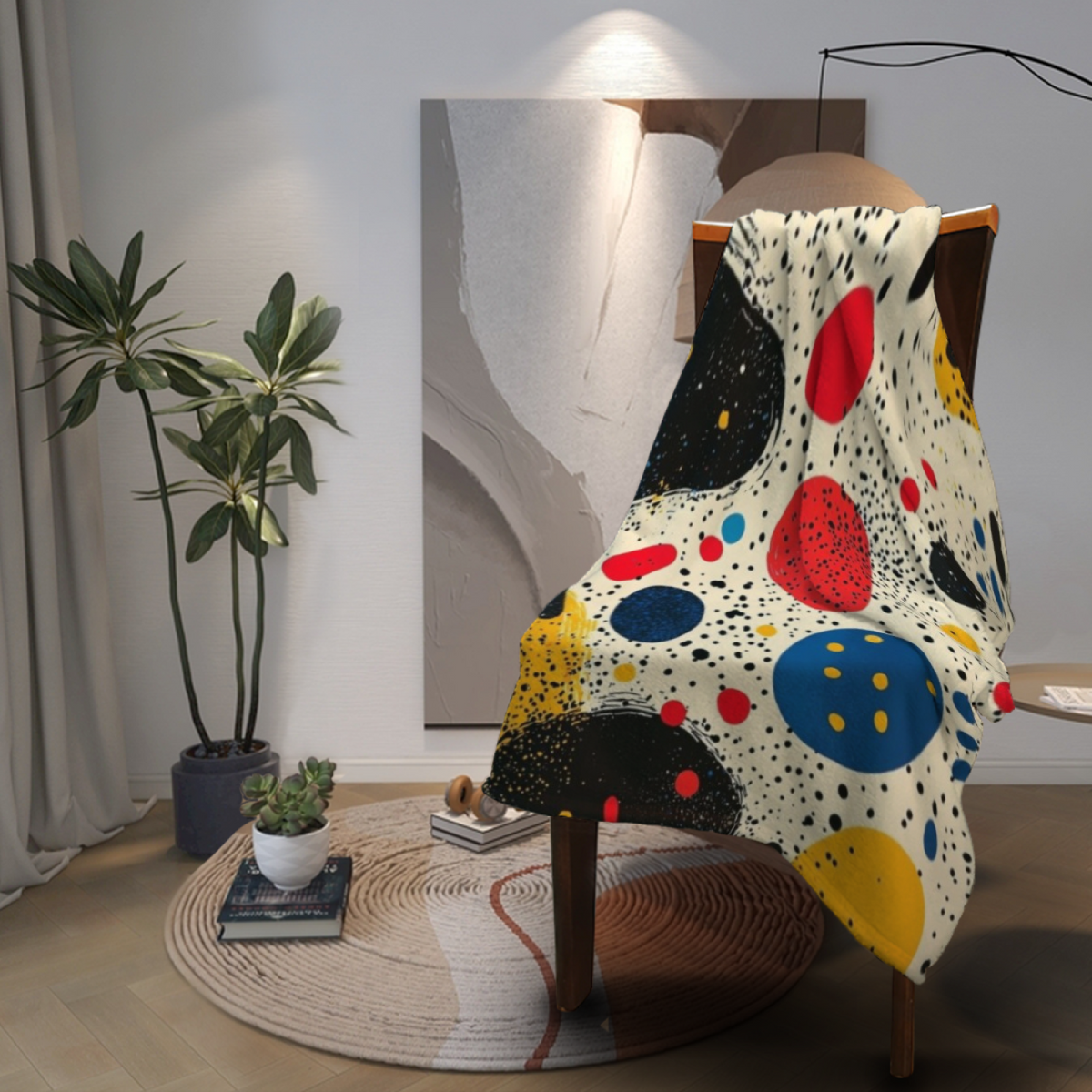 Primary Dot Art Cozy Flannel Bed Blanket