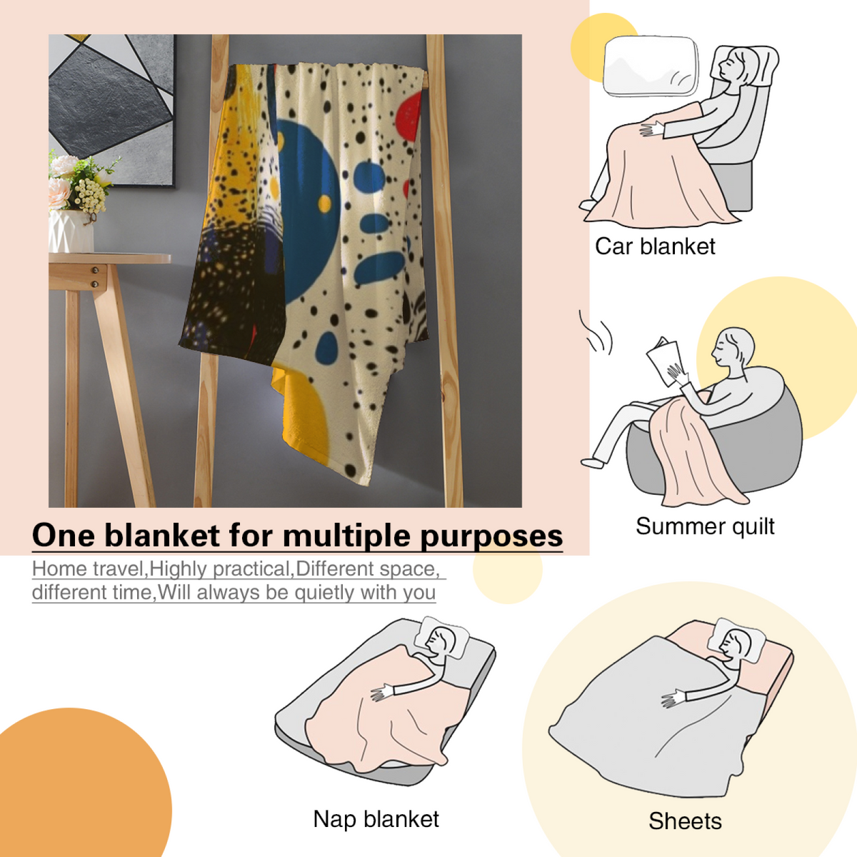 Primary Dot Art Cozy Flannel Bed Blanket