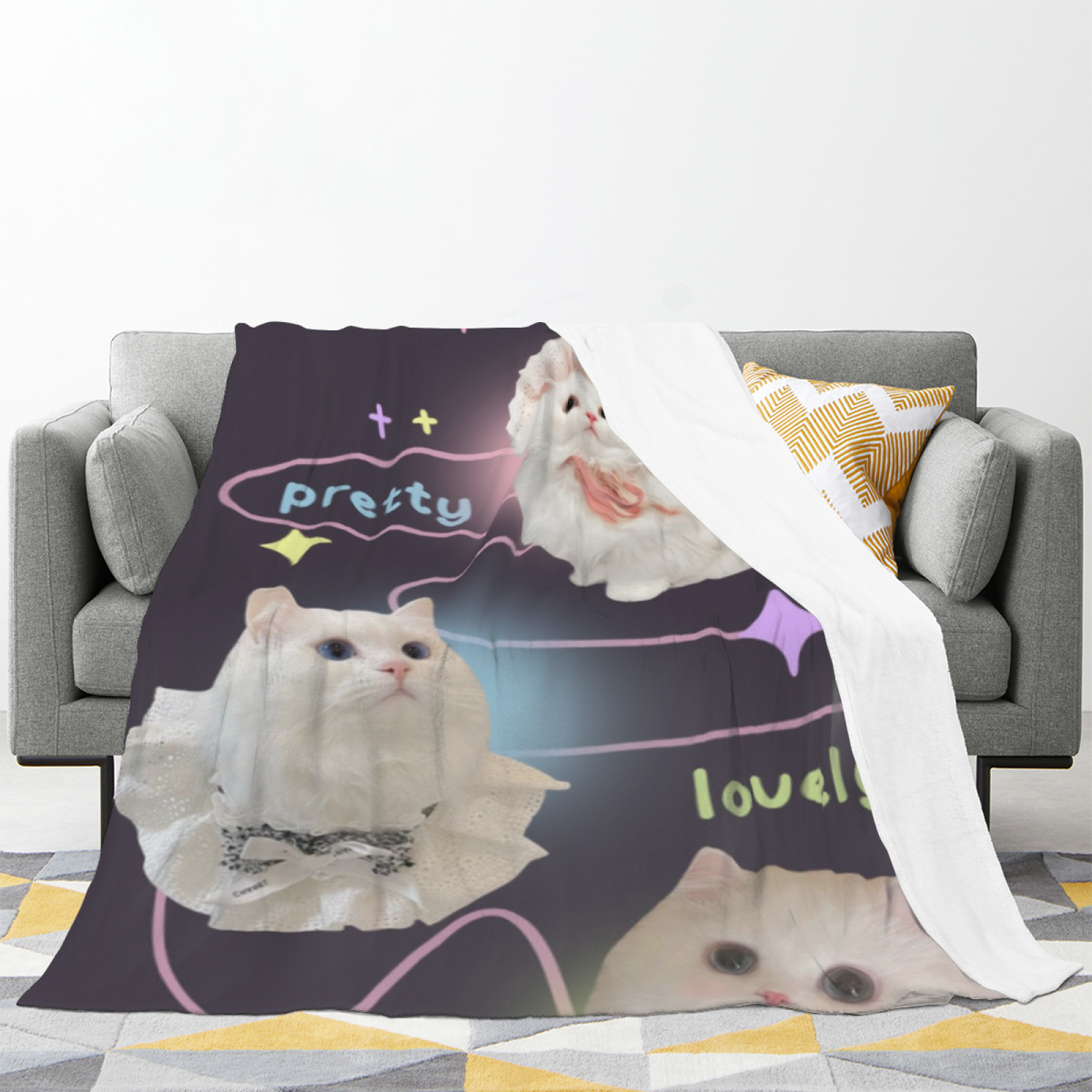 Radiant Picnic Soft Neutral Modern Art Decorative Flannel Blanket