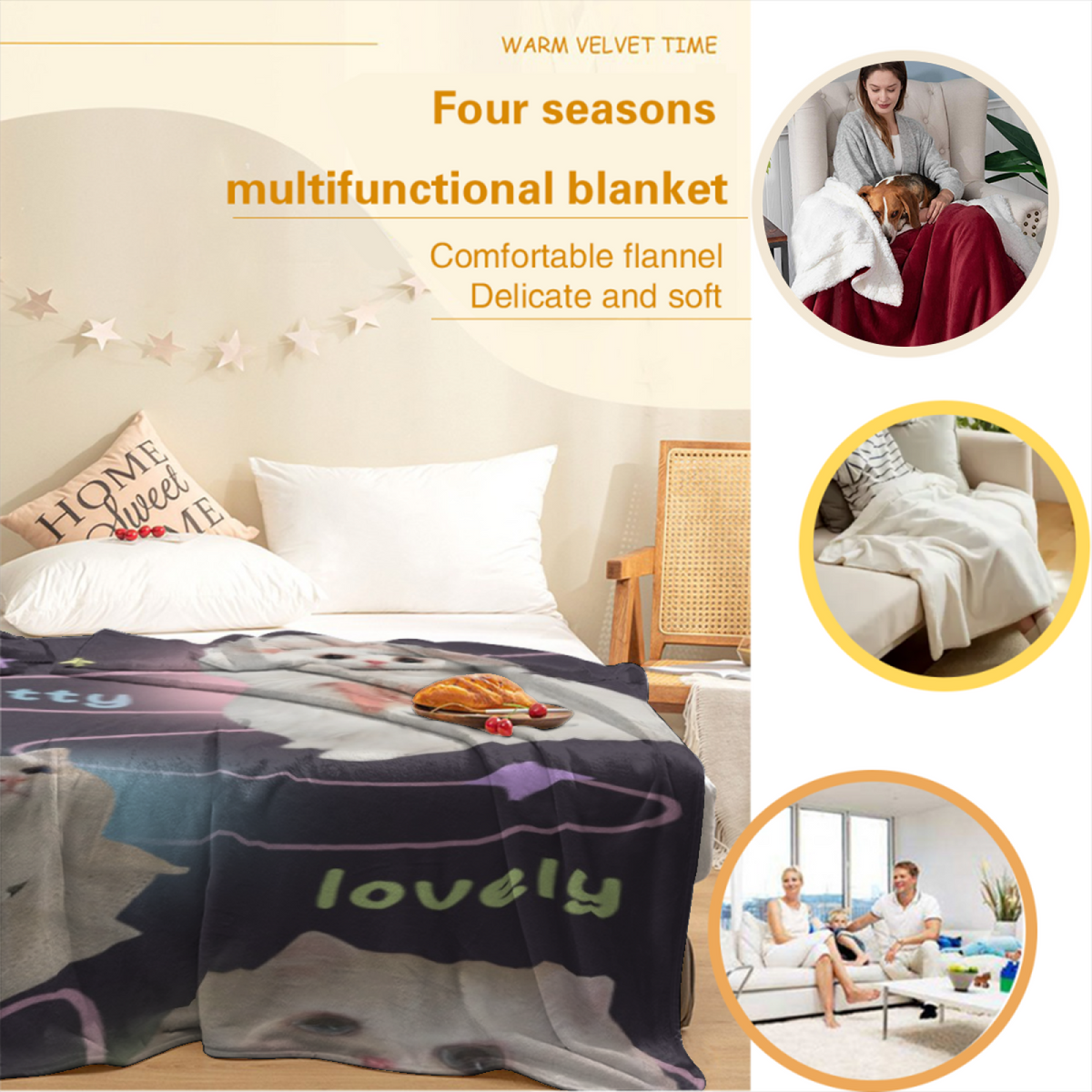 Radiant Picnic Soft Neutral Modern Art Decorative Flannel Blanket