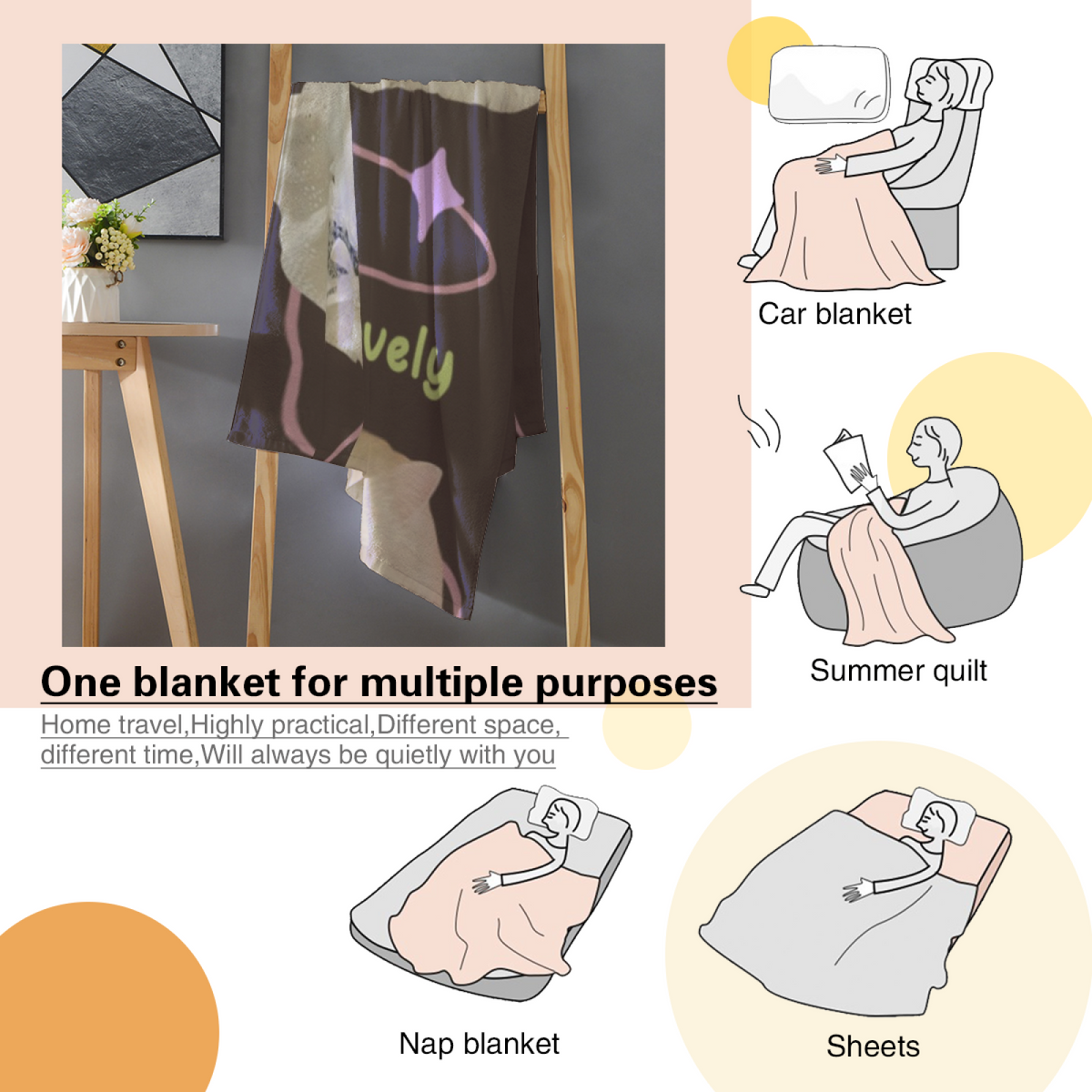 Radiant Picnic Soft Neutral Modern Art Decorative Flannel Blanket