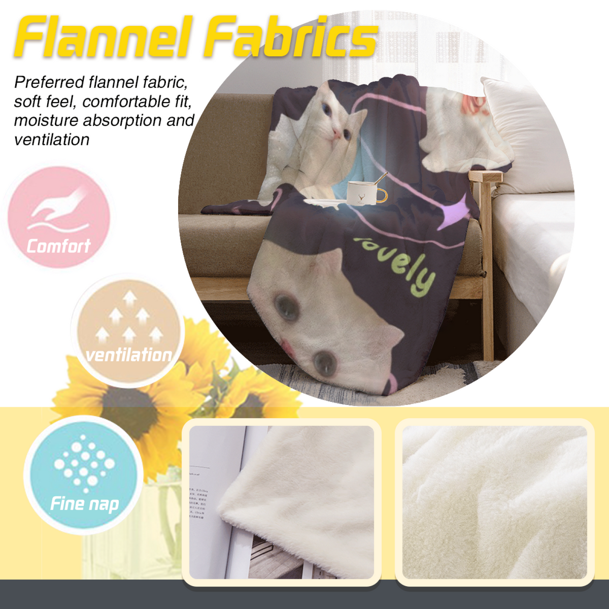 Radiant Picnic Soft Neutral Modern Art Decorative Flannel Blanket