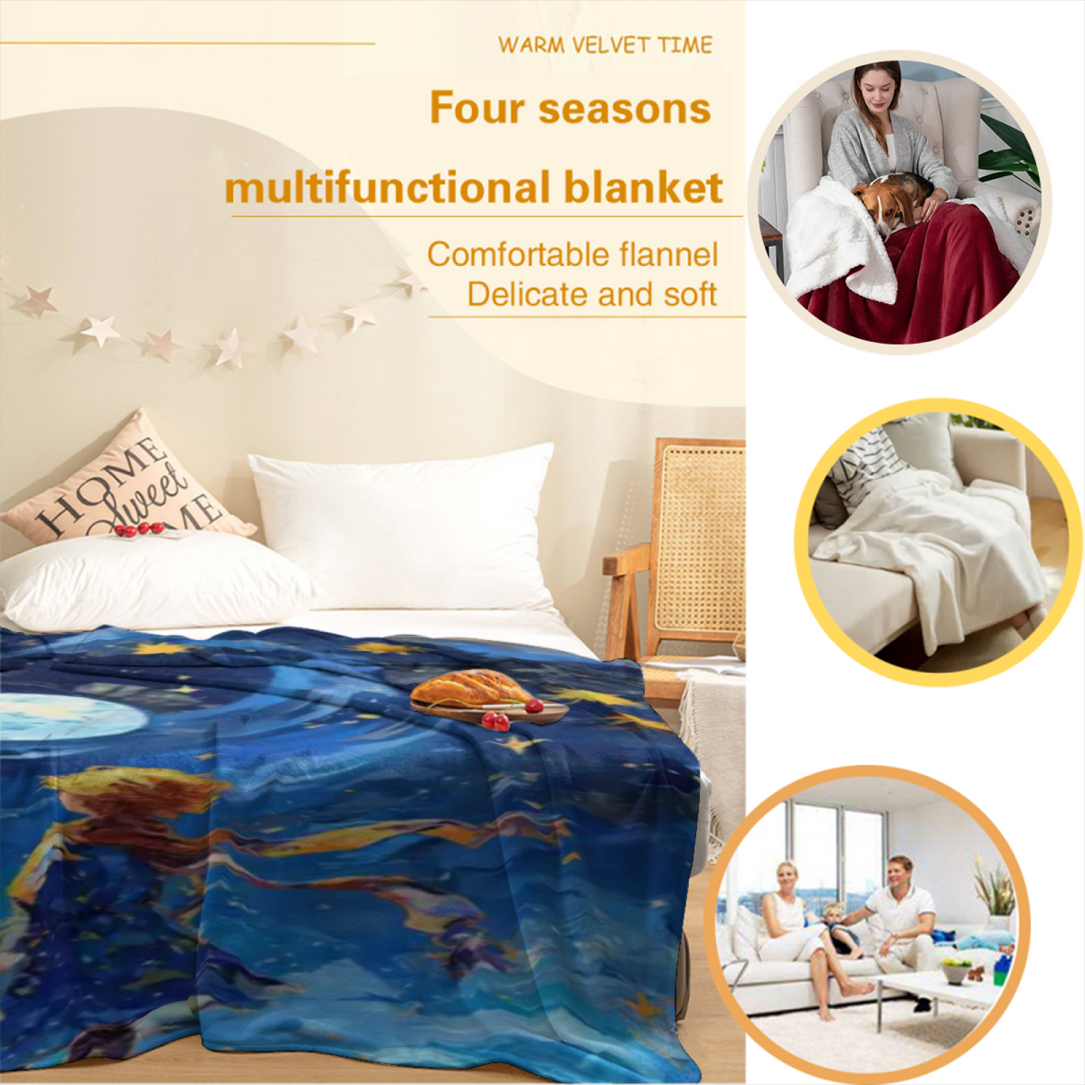 Pastel Multicolor Whimsical Decor Plush Flannel Throw ¨C Burnished Prism Edition