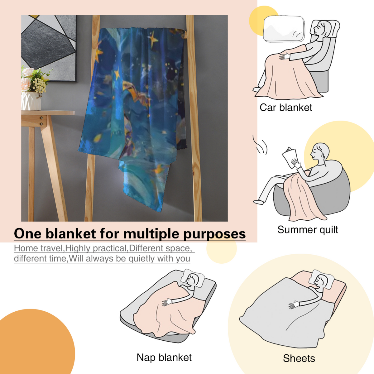 Pastel Multicolor Whimsical Decor Plush Flannel Throw ¨C Burnished Prism Edition