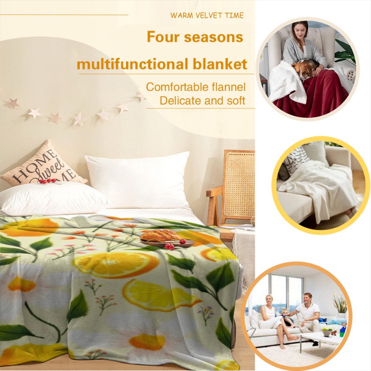 Decorative Flannel Blanket with Celestial Meadow Cozy Cottage Artwork