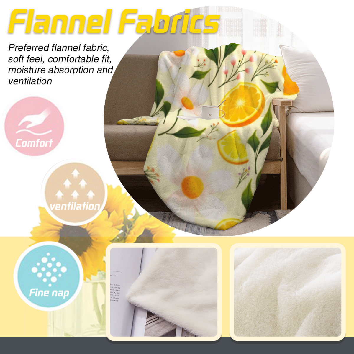Decorative Flannel Blanket with Celestial Meadow Cozy Cottage Artwork