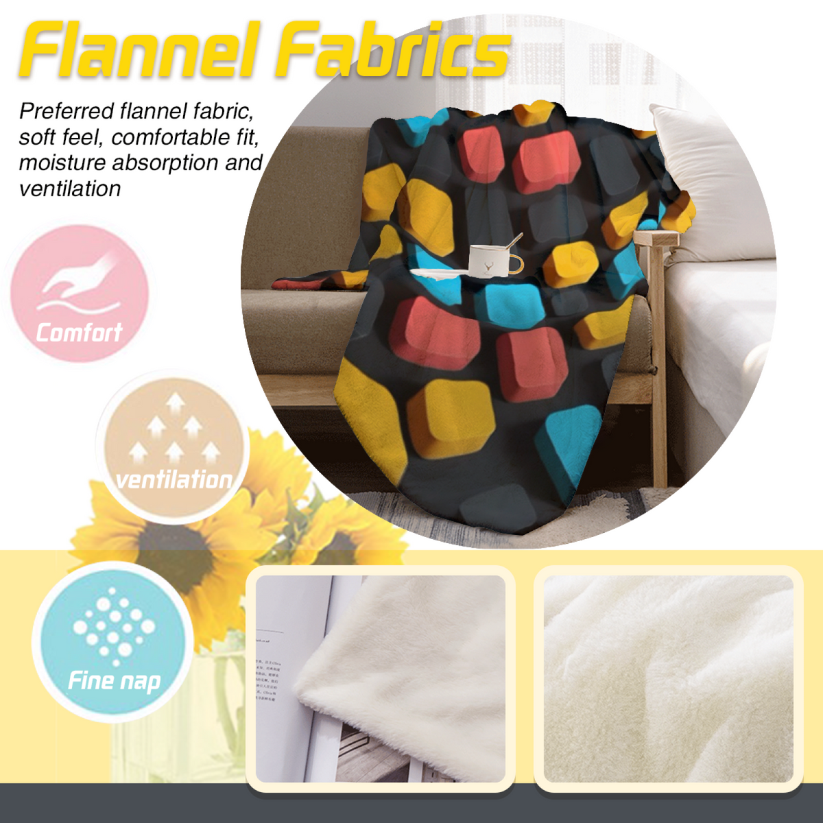 Pastel Multicolor Whimsical Decor All-Season Flannel Blanket ¨C Twilight Whisper Edition