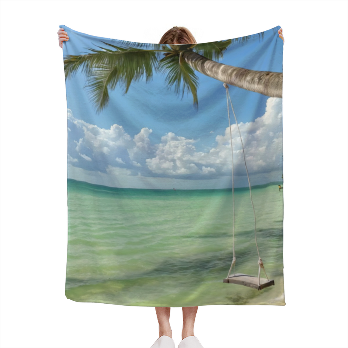 Tropical Palm Beach Escape Soft Flannel Blanket