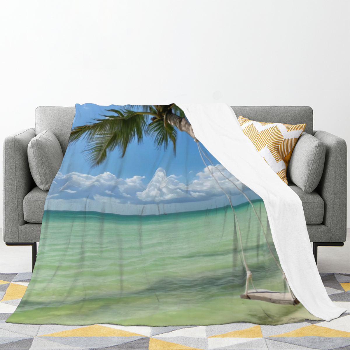 Tropical Palm Beach Escape Soft Flannel Blanket
