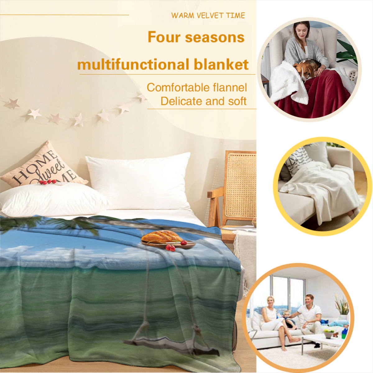 Tropical Palm Beach Escape Soft Flannel Blanket