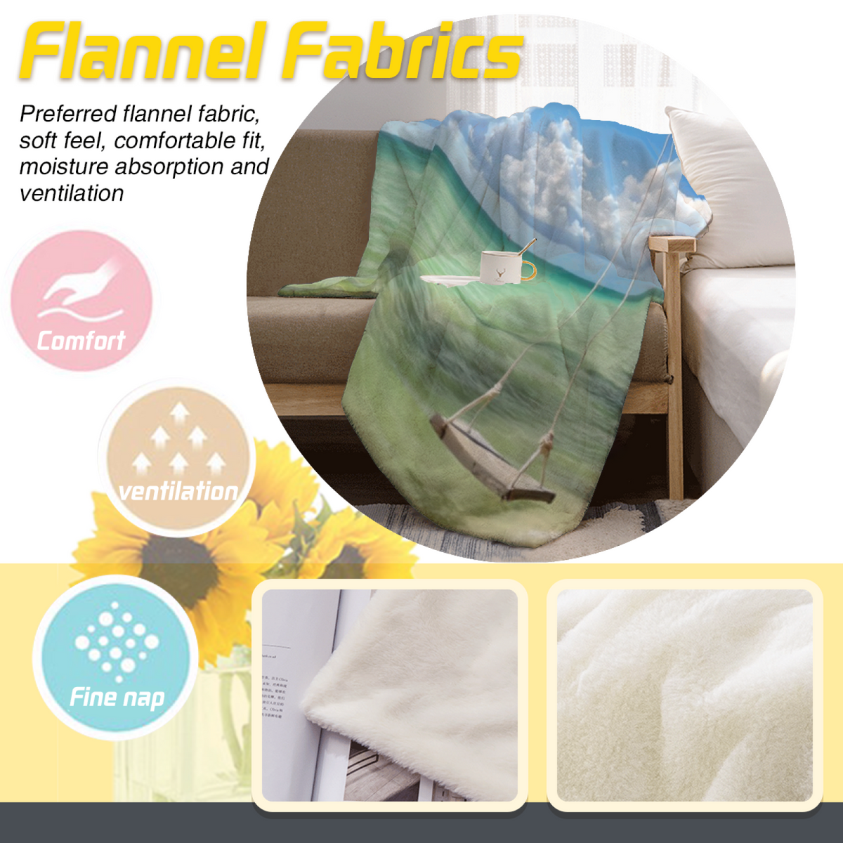 Tropical Palm Beach Escape Soft Flannel Blanket