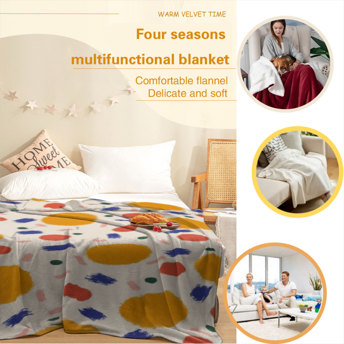 Decorative Flannel Blanket with Luminous Mirage Cozy Cottage Artwork