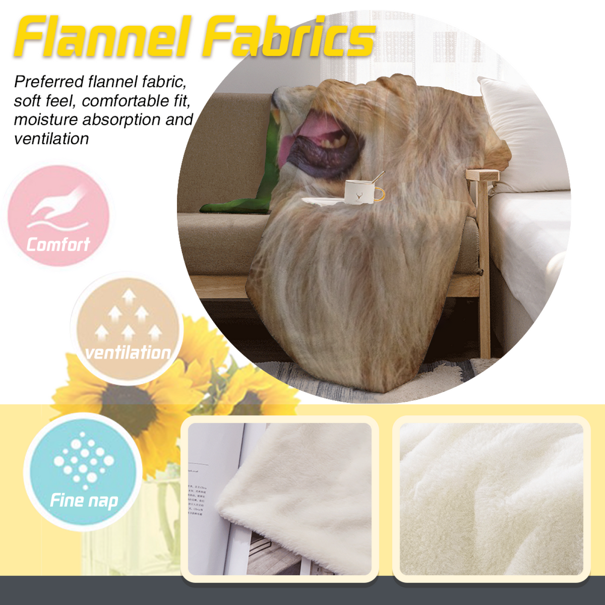 Decorative Flannel Blanket with Marigold Blossom Cozy Cottage Artwork