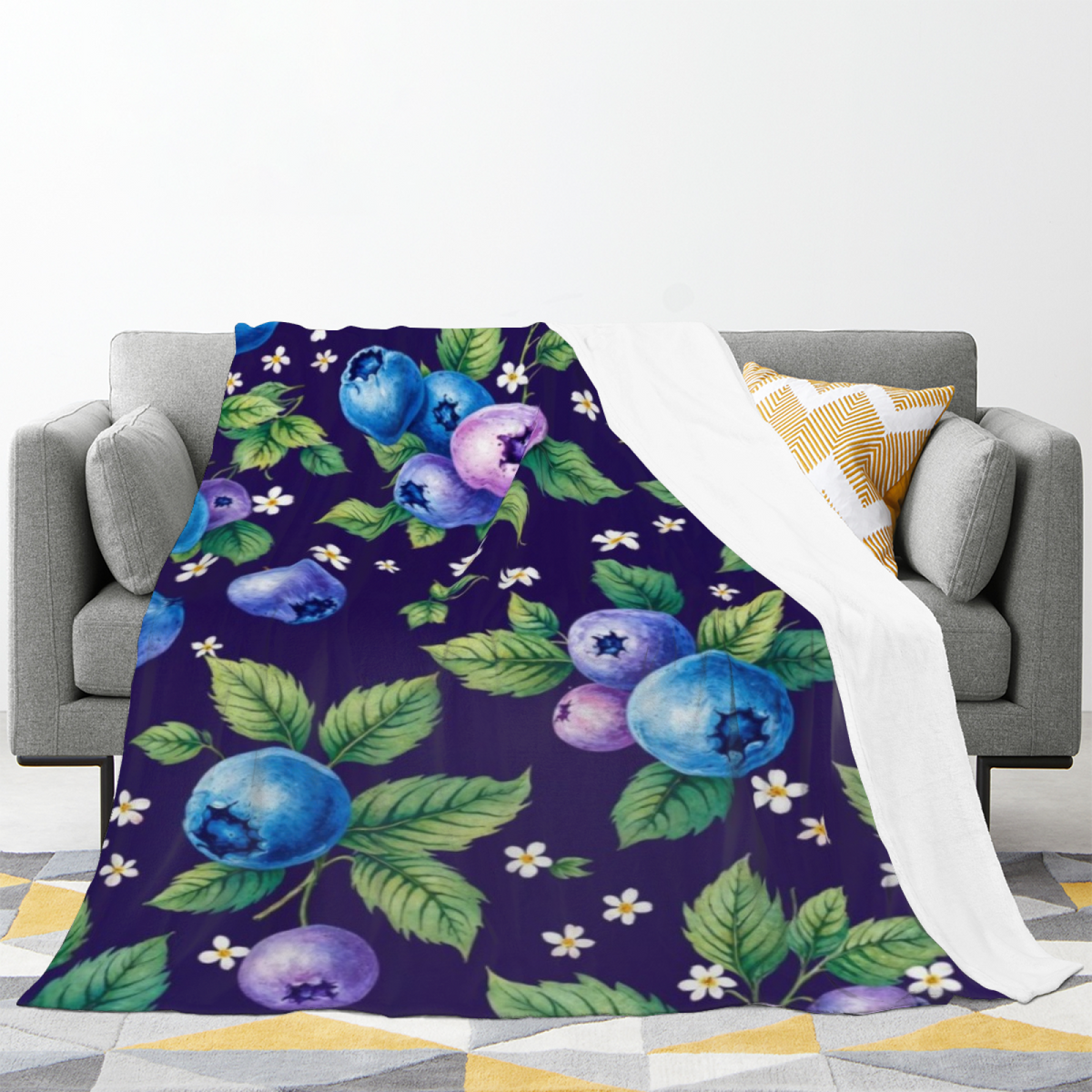 Heather Ripple Expressive Print Cozy Flannel Bed Blanket in Dusty Lilac
