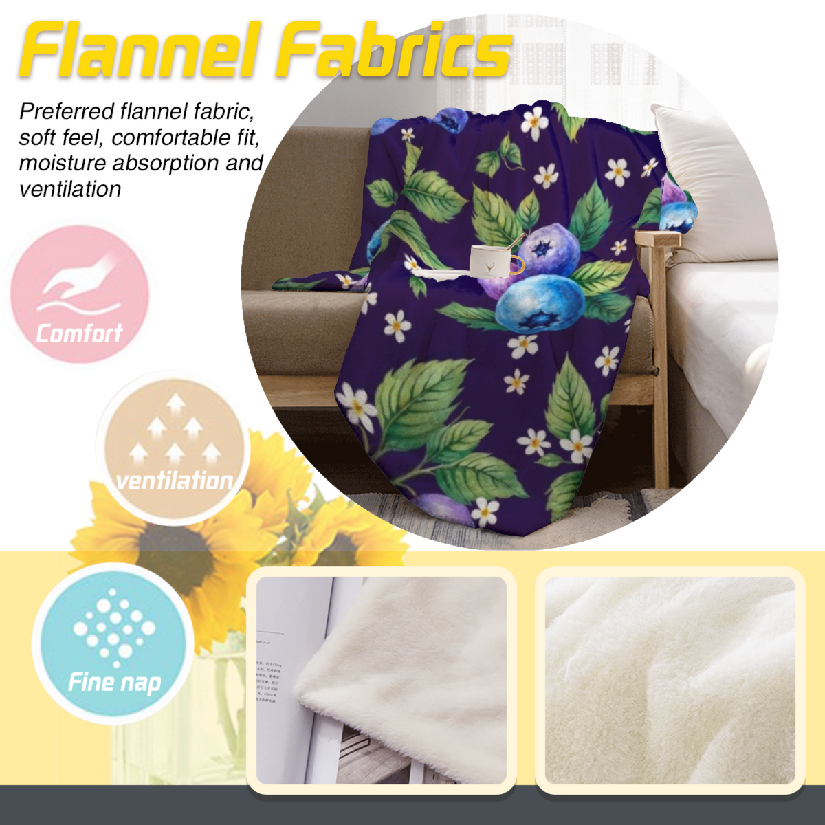 Heather Ripple Expressive Print Cozy Flannel Bed Blanket in Dusty Lilac