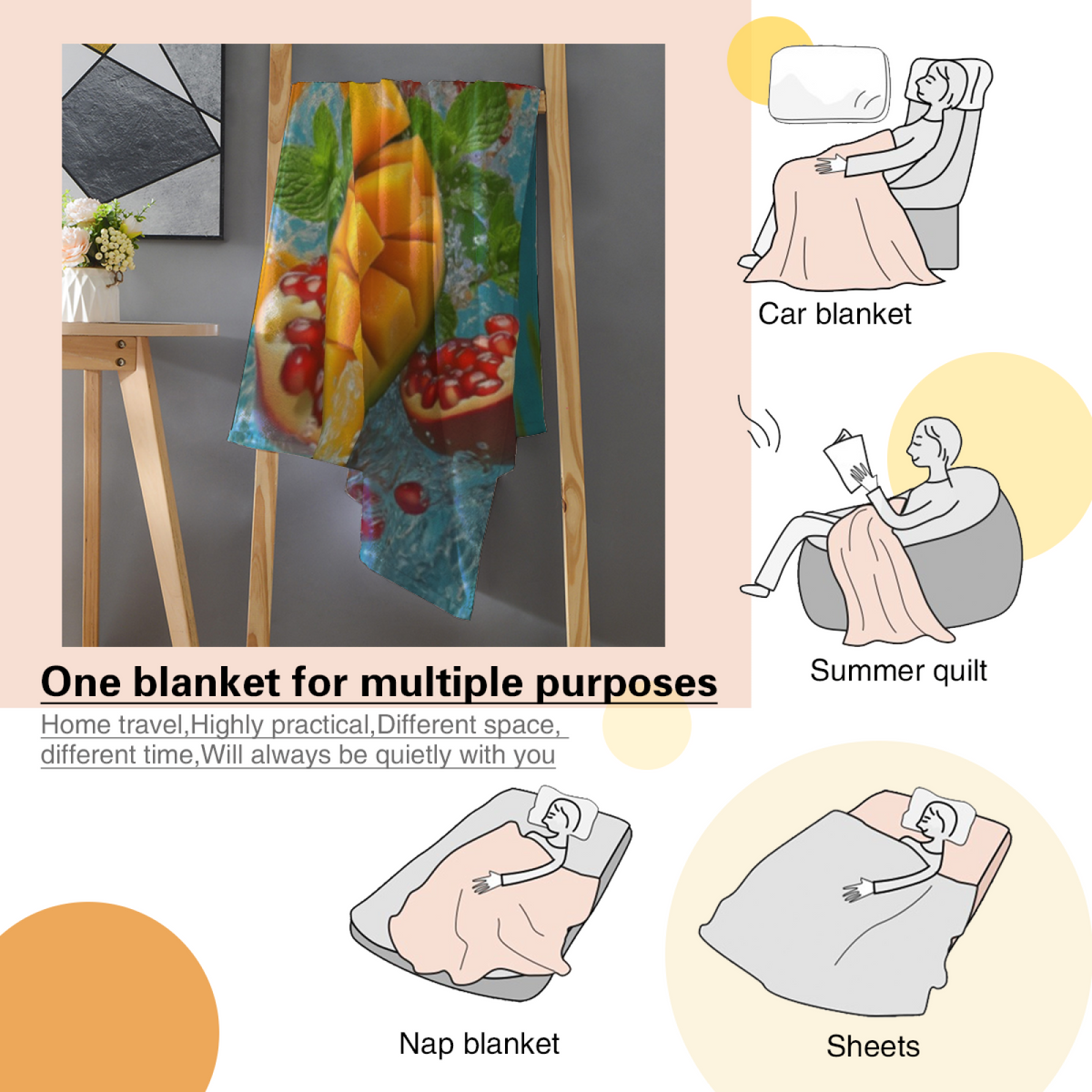Rich Multicolor Whimsical Decor Plush Flannel Throw ¨C Seaside Vista Edition