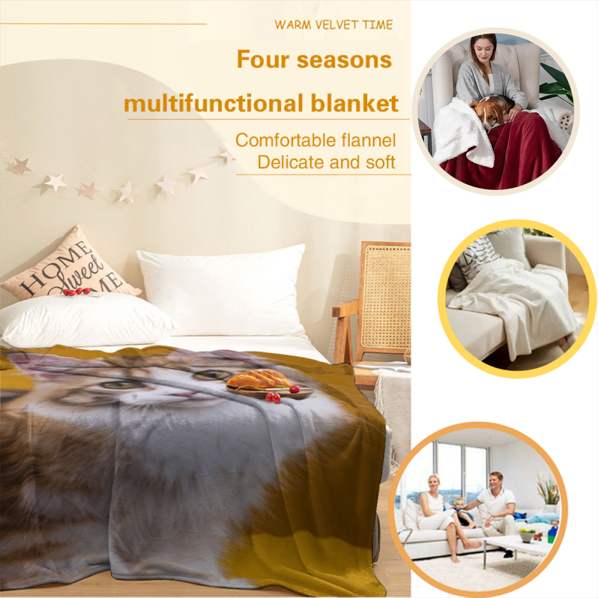 Burnished Lagoon Home Accent Soft Flannel Blanket ¨C Rich Multicolor