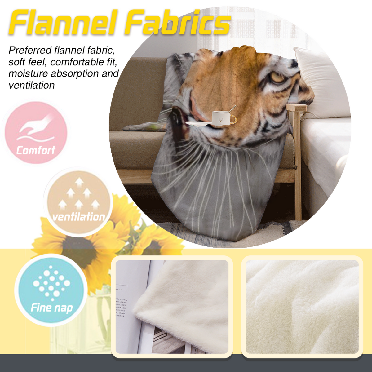Cedar Trail Soft Neutral Modern Soft Flannel Blanket