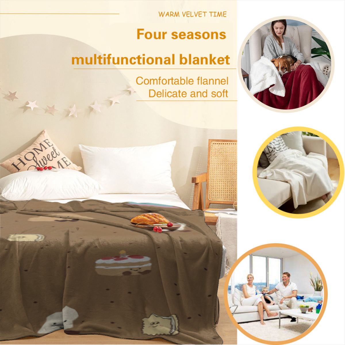 Coastal Prism Inspired Cozy Flannel Bed Blanket ¨C Rich Multicolor Palette