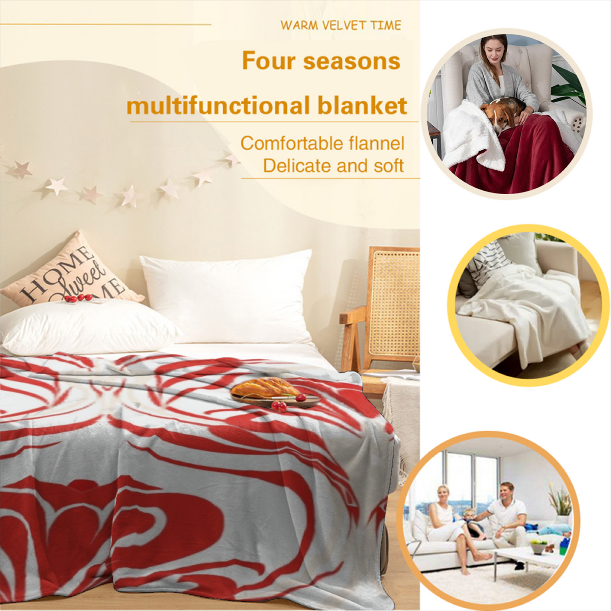 Harvest & Treasure Playful Graphic Plush Flannel Throw