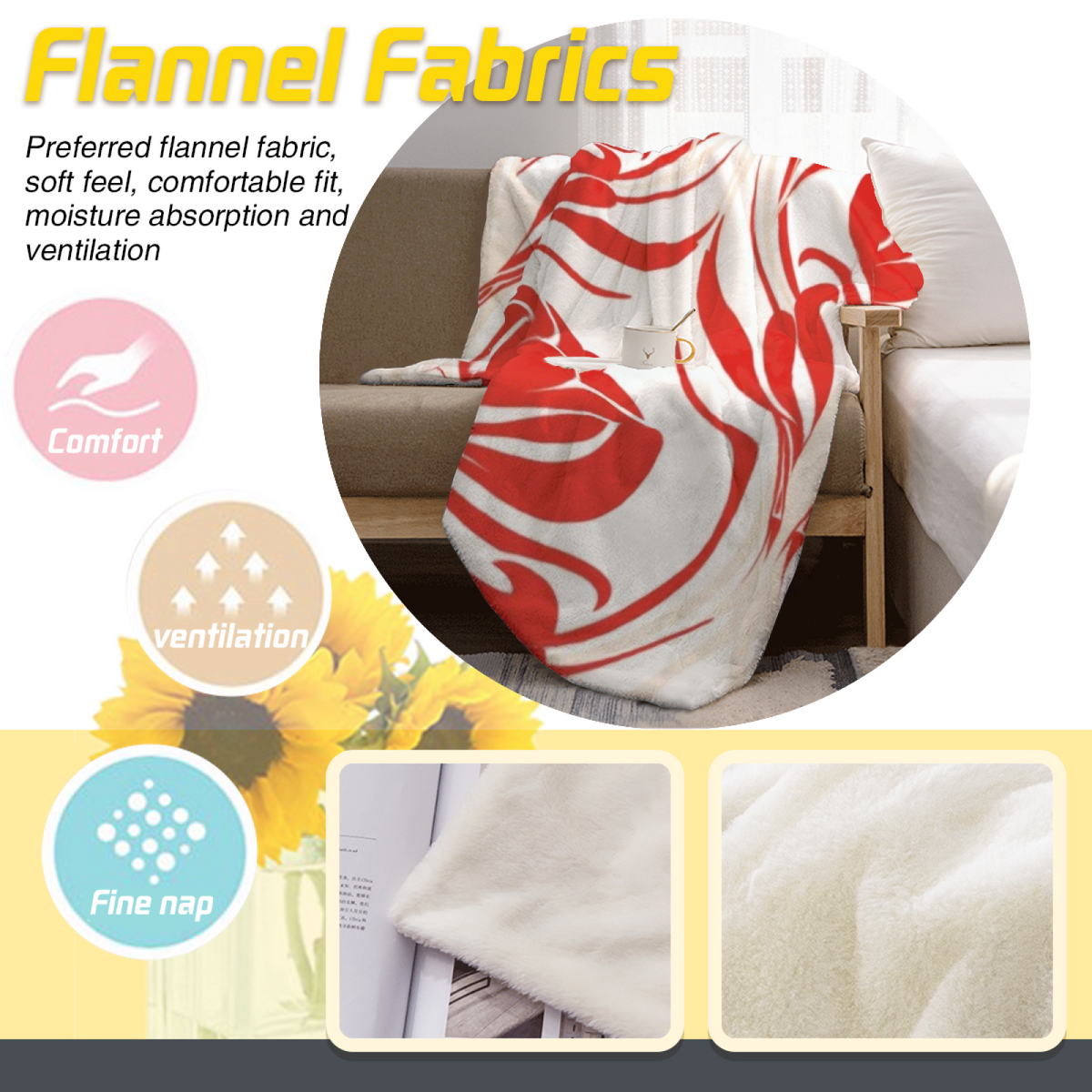 Harvest & Treasure Playful Graphic Plush Flannel Throw
