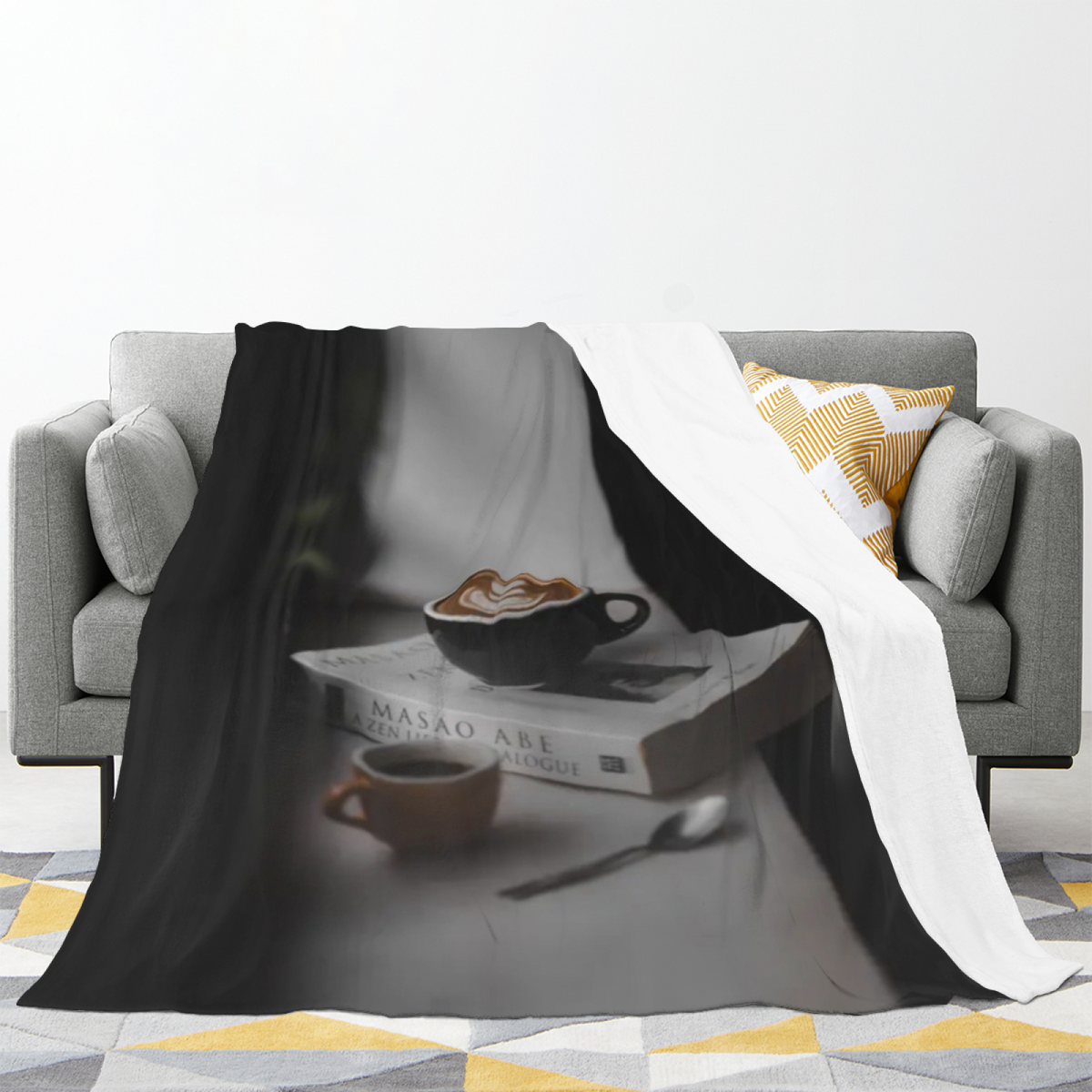 Earthy Neutral Frosted Petal Lightweight Flannel Throw ¨C Contemporary Pattern