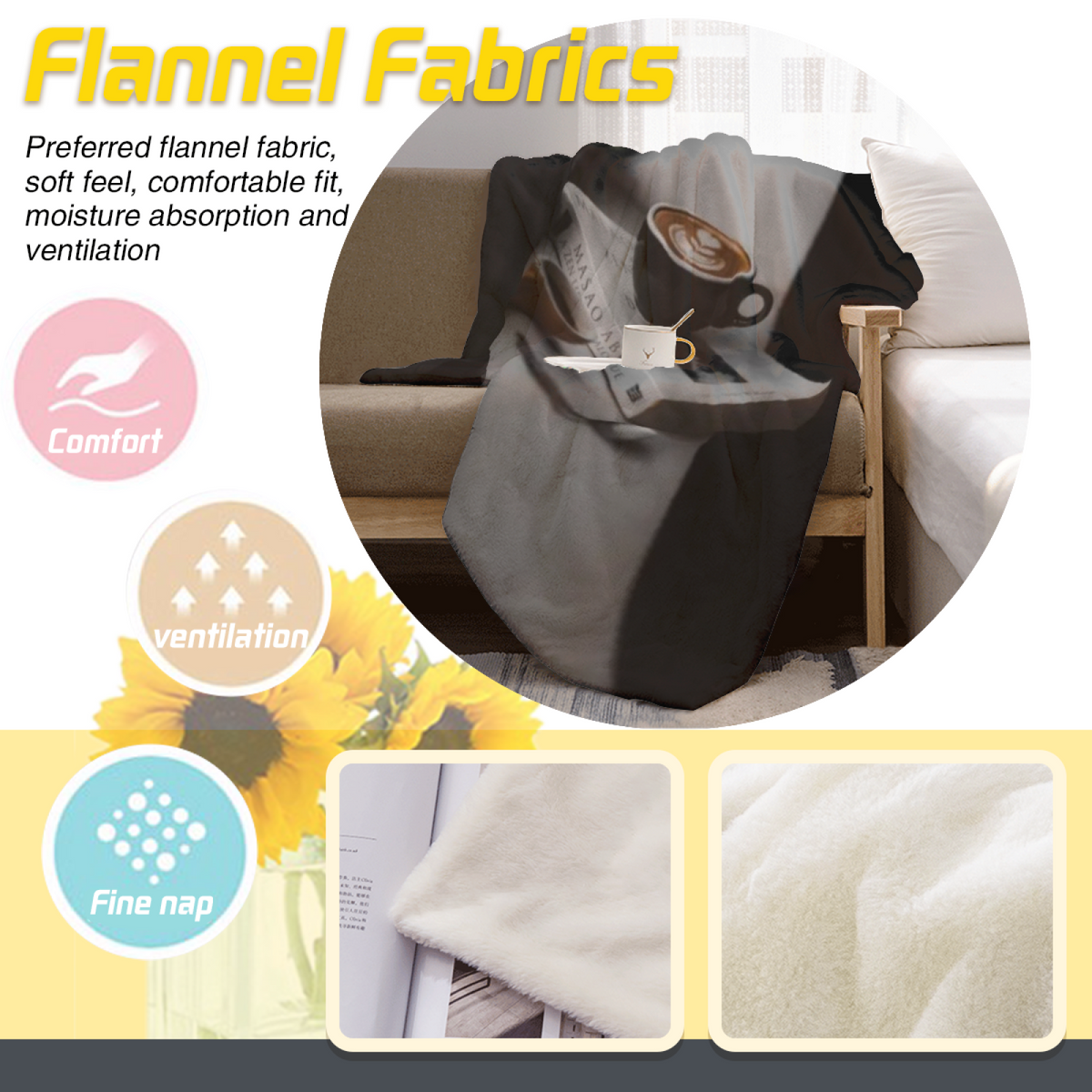 Earthy Neutral Frosted Petal Lightweight Flannel Throw ¨C Contemporary Pattern