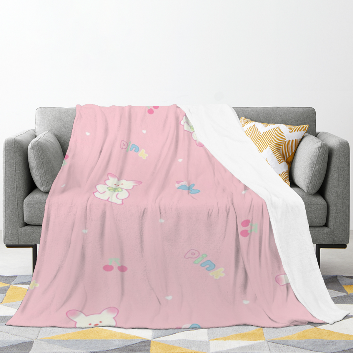 Evergreen Meadow Expressive Print Flannel Sofa Throw in Pastel Multicolor