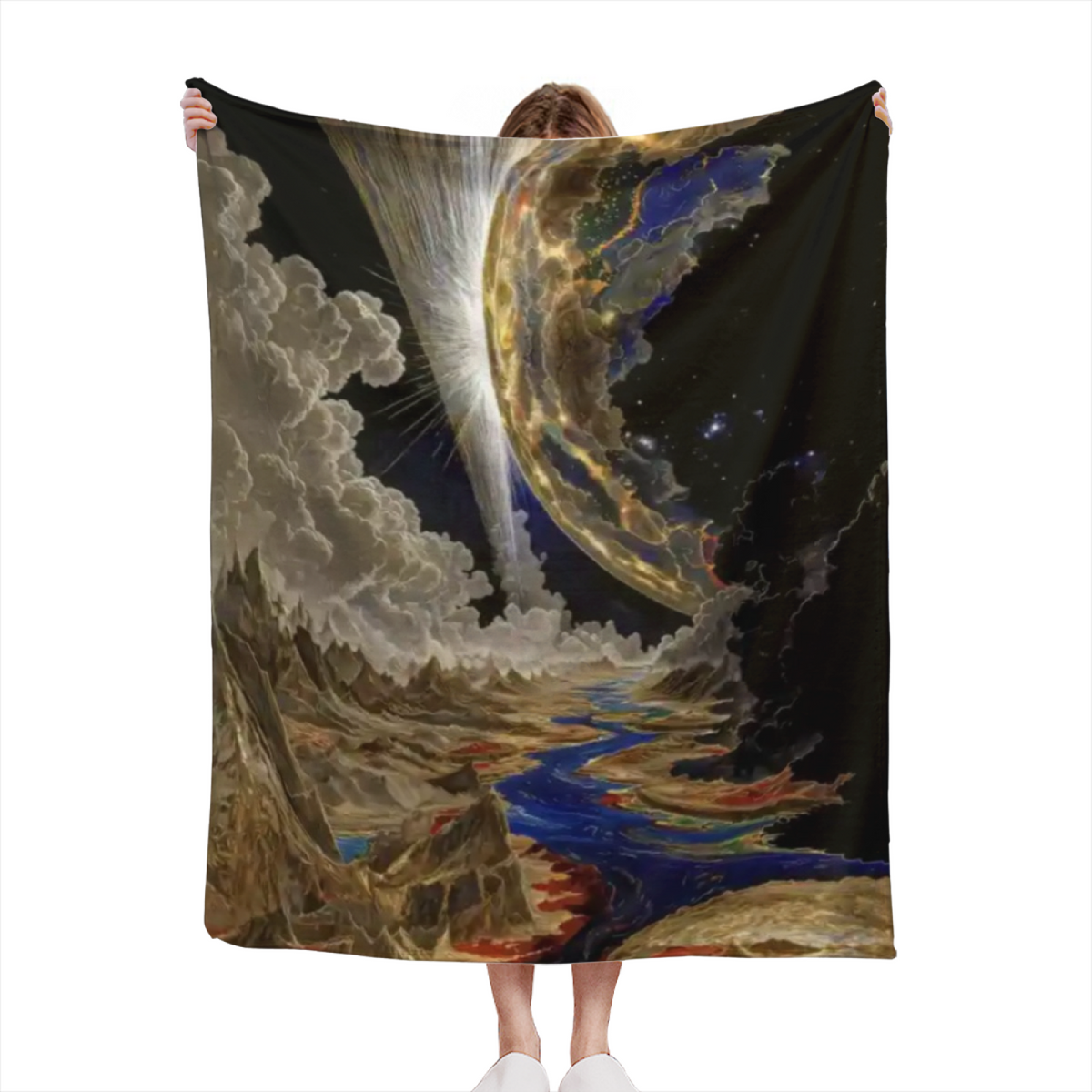 Flannel Throw Blanket with Twilight Fern Cozy Cottage Artwork