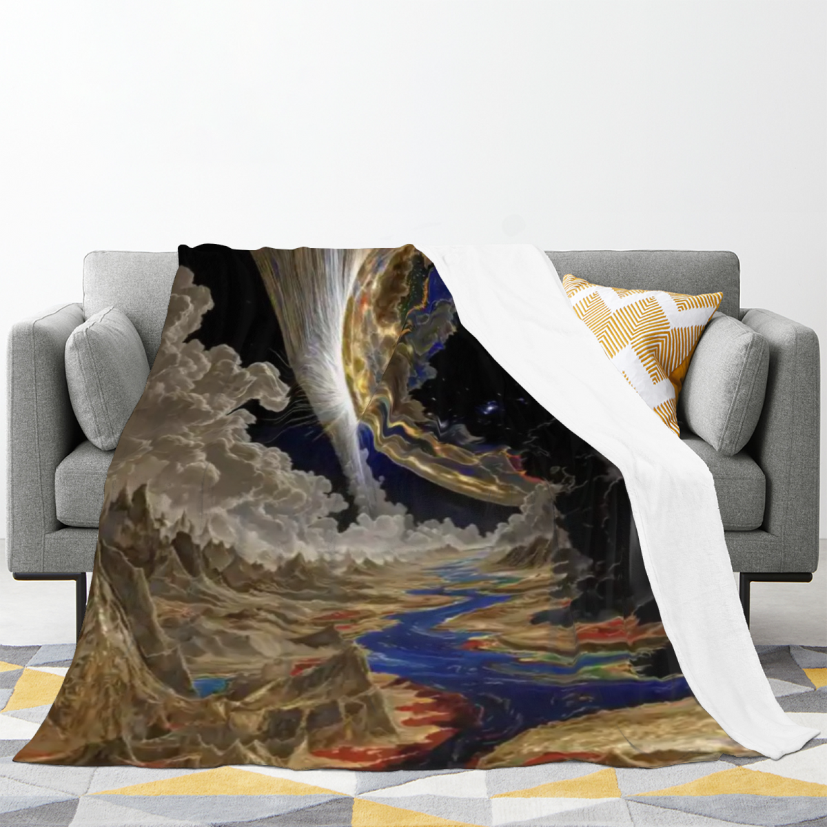 Flannel Throw Blanket with Twilight Fern Cozy Cottage Artwork