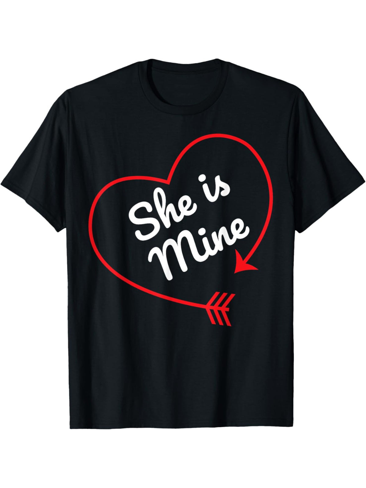 She is Mine Funny Valentines Day Quote Retro Trendy Printed T-shirt, Men'S Casual and Comfortable T-shirt Summer, Men'S Short-sleeved Top for Everyday Activities Birthday Gift to Men
