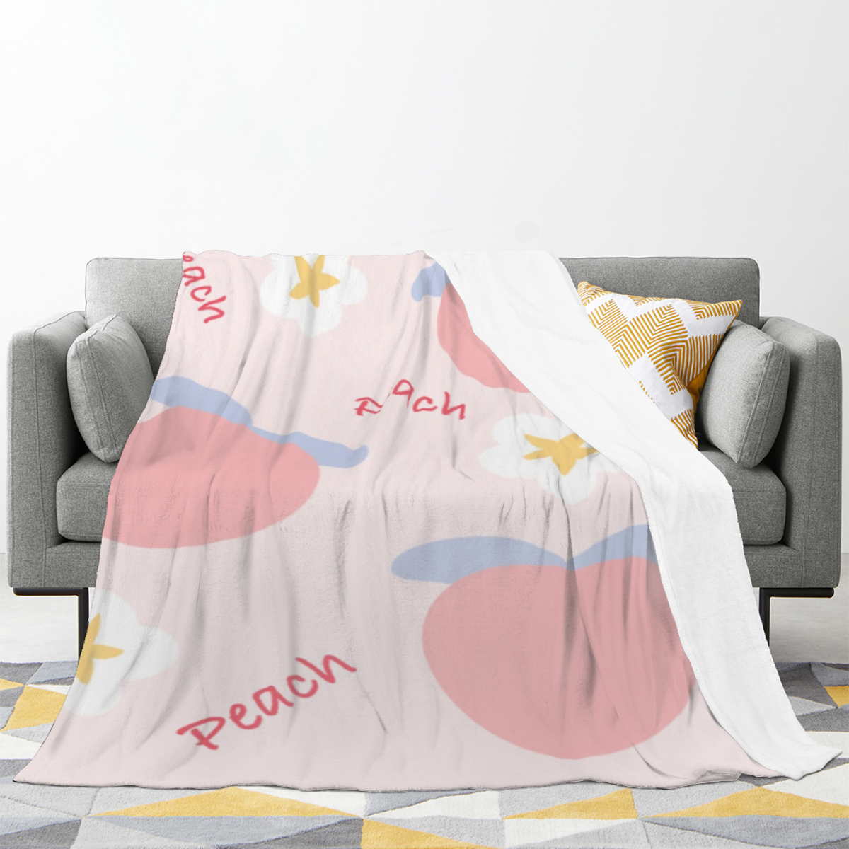 Ivory Modern Shapes Decorative Flannel Blanket