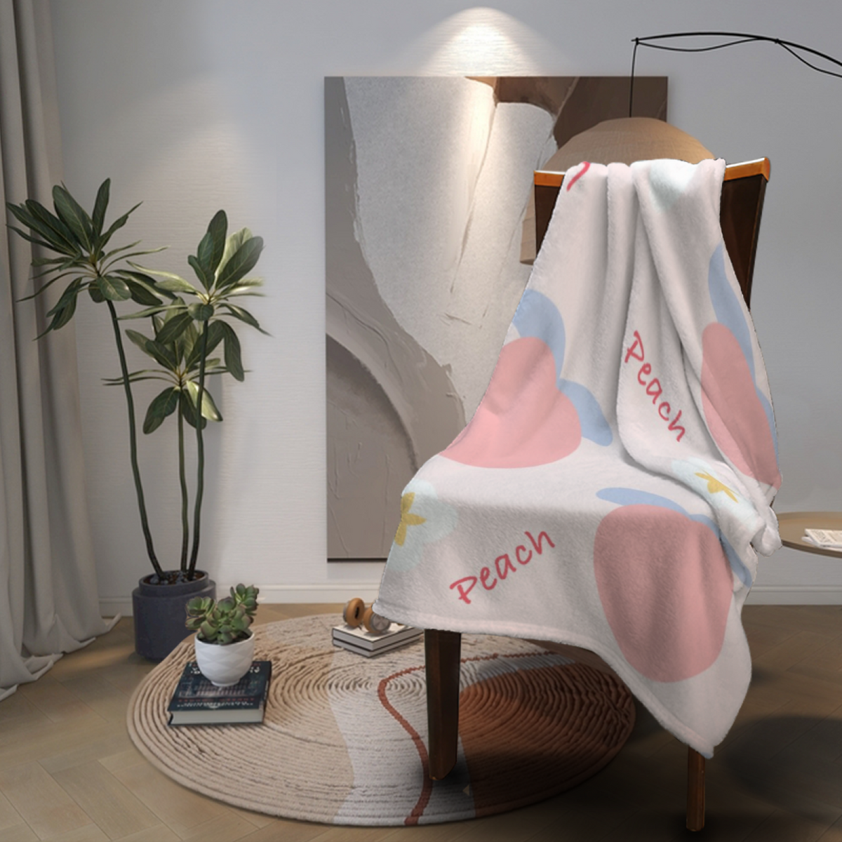 Ivory Modern Shapes Decorative Flannel Blanket