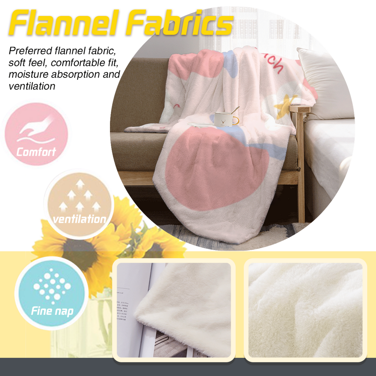 Ivory Modern Shapes Decorative Flannel Blanket