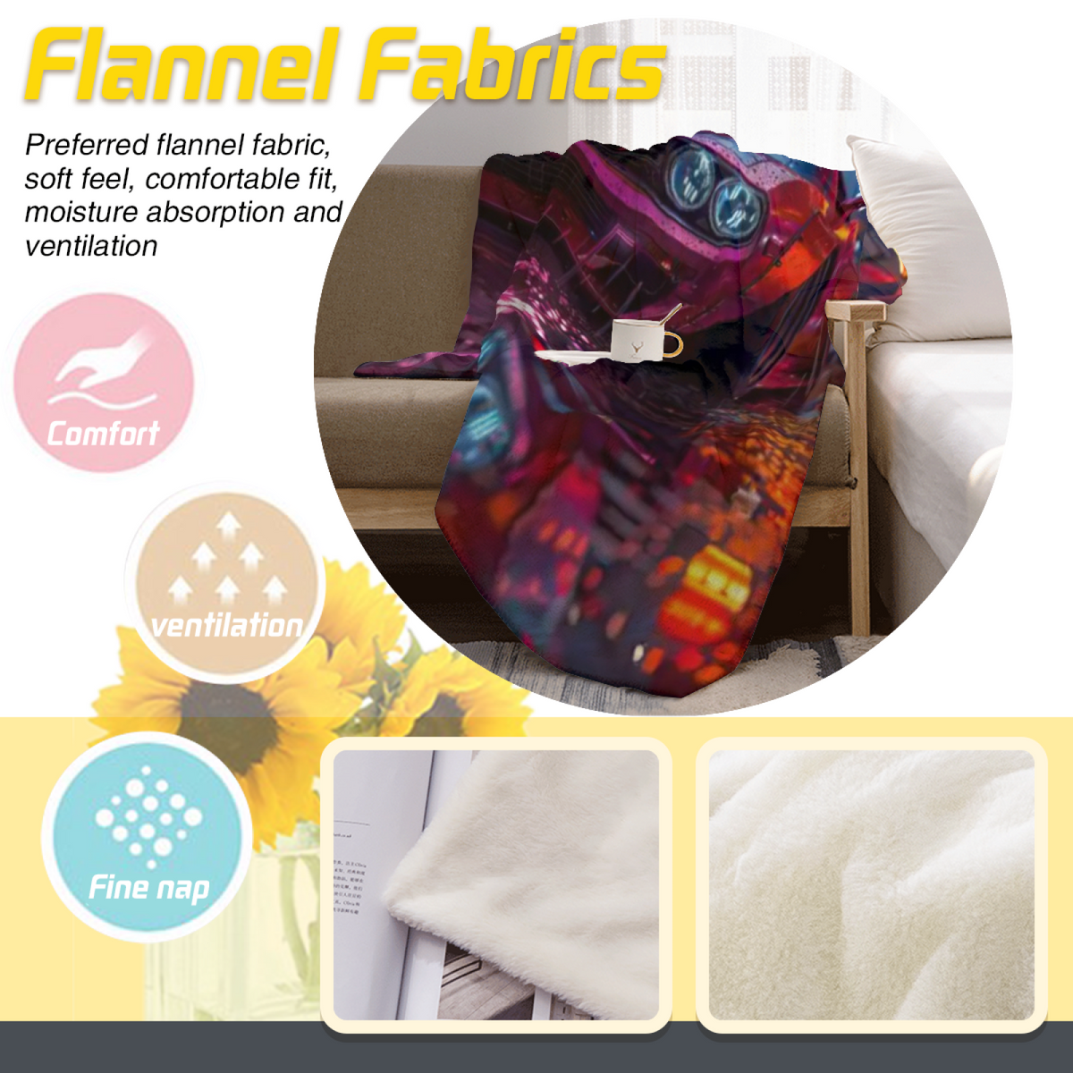 Cosmic Thicket Lightweight Flannel Throw in Dusty Lilac