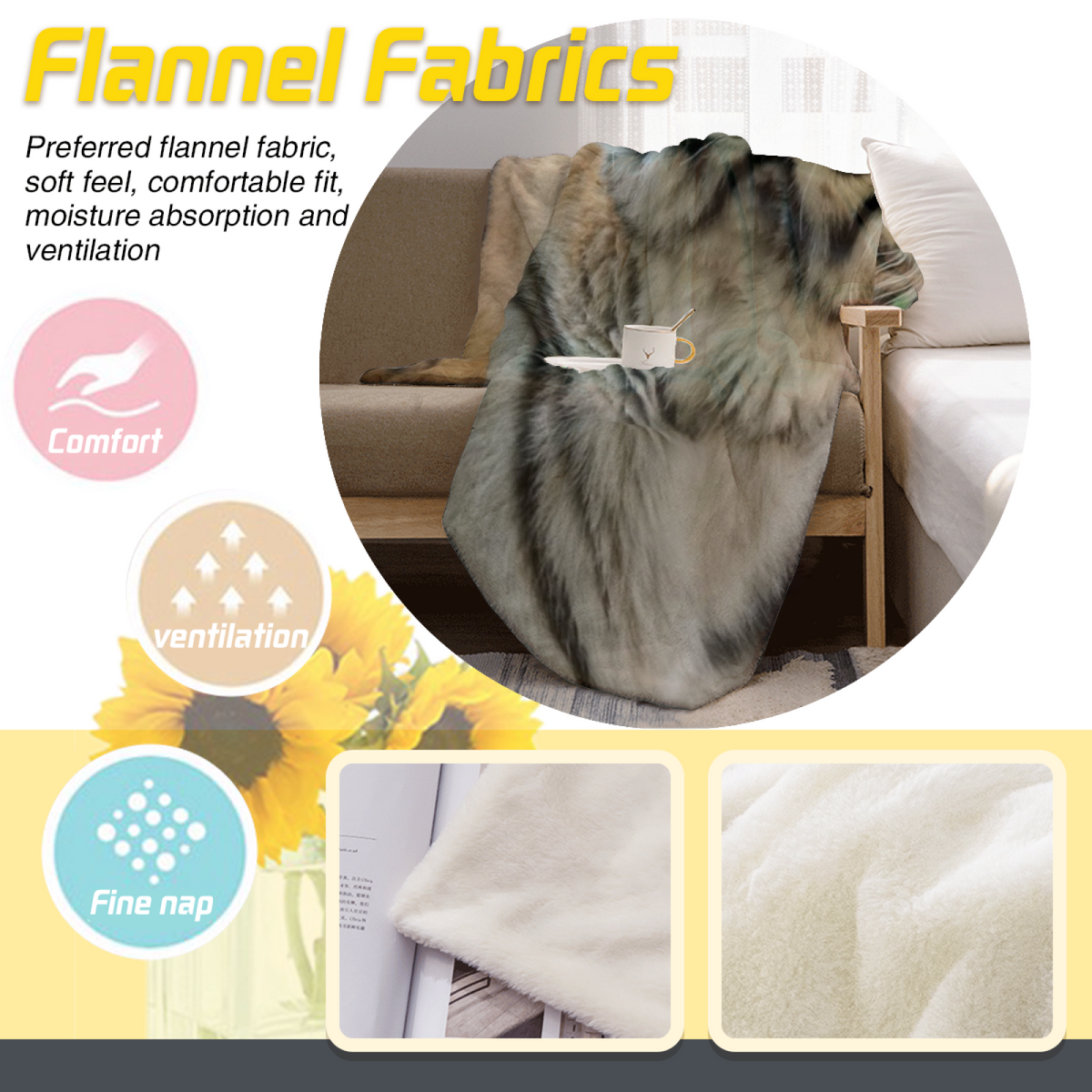 Juniper Haven Soft Neutral Eclectic Cozy Flannel Bed Blanket