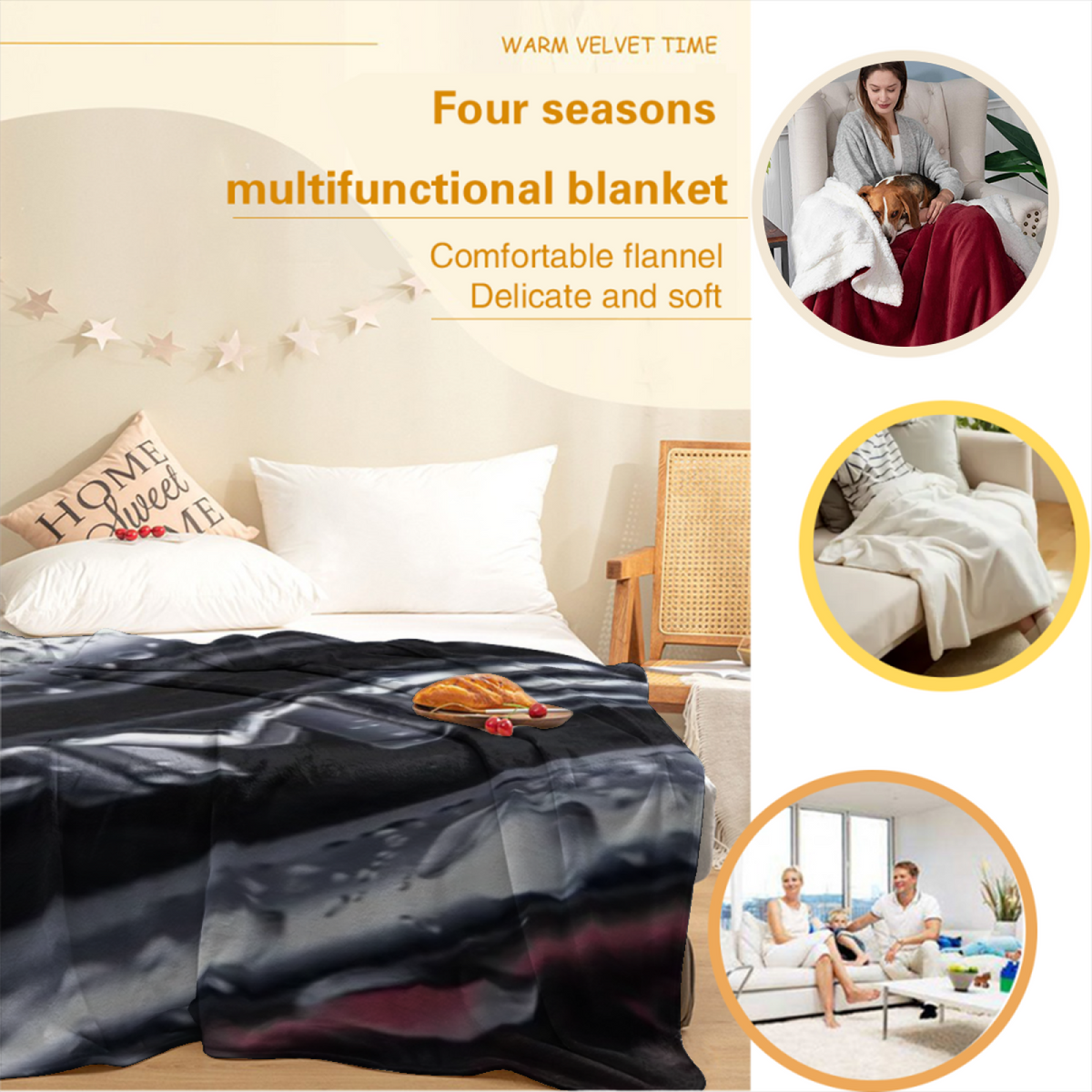 Pastel Multicolor Whimsical Decor Plush Flannel Throw ¨C Luminous Flora Edition