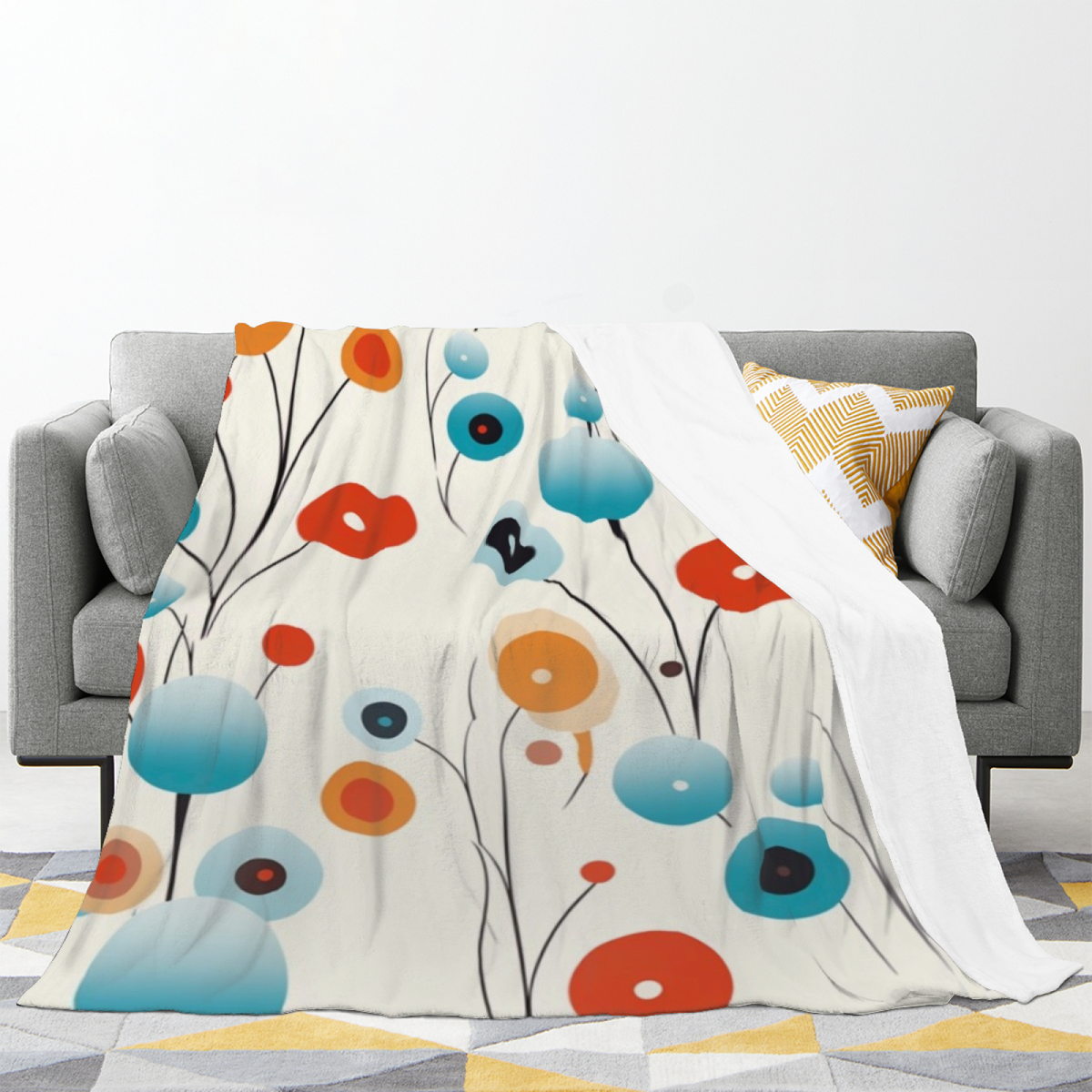 Moonbeam & Sprout Playful Graphic Plush Flannel Throw