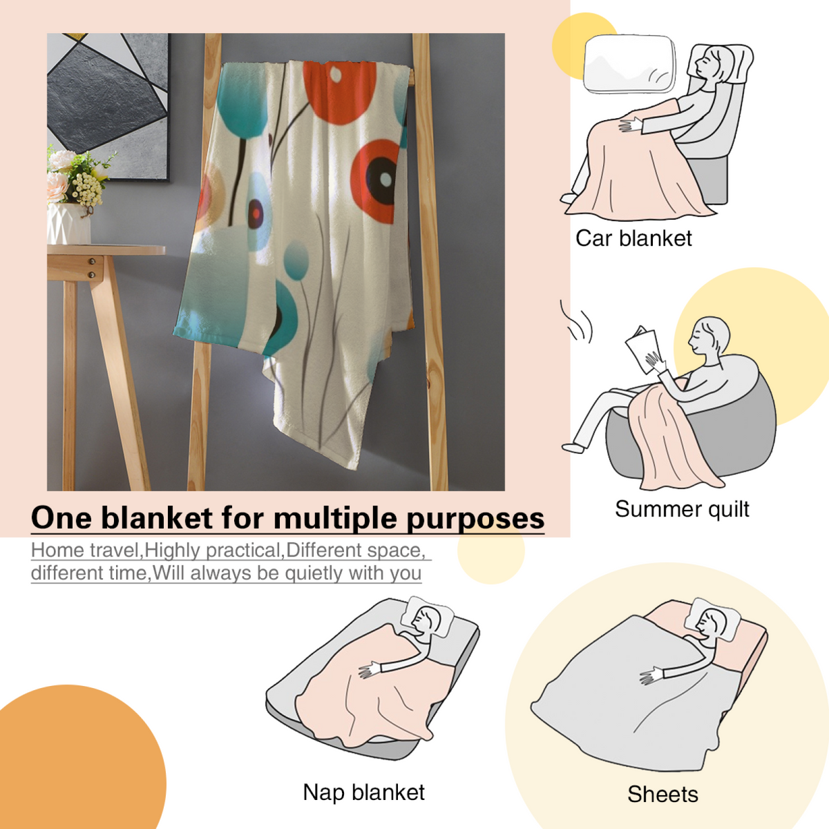 Moonbeam & Sprout Playful Graphic Plush Flannel Throw