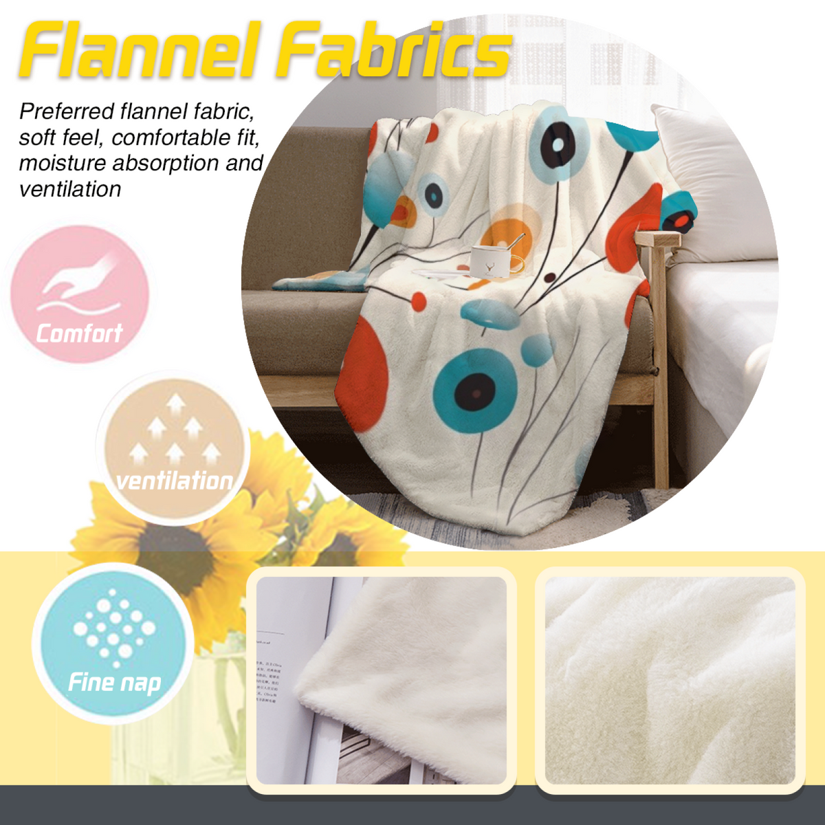 Moonbeam & Sprout Playful Graphic Plush Flannel Throw