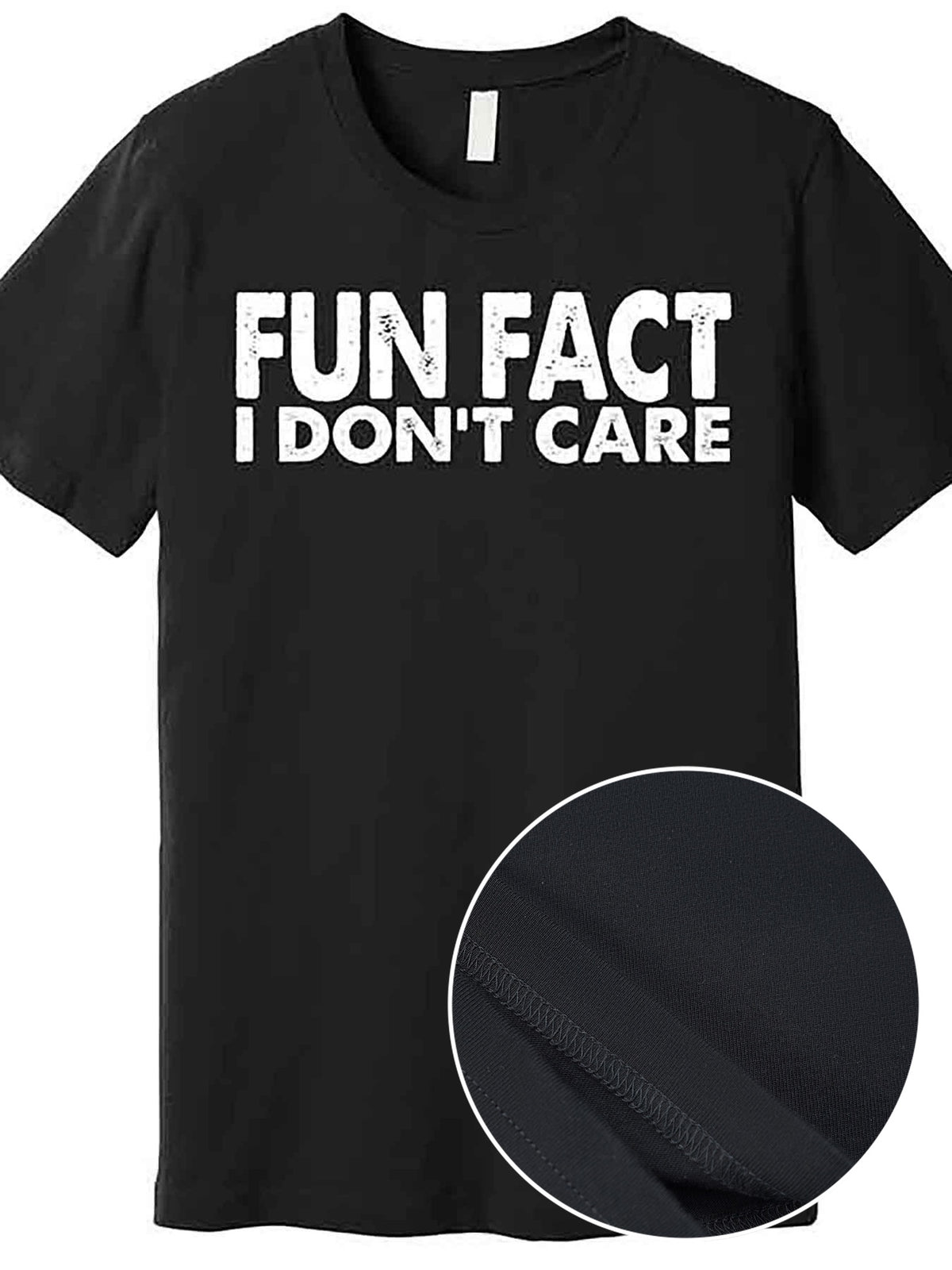 Fun Fact I Don’t Care Men’s Graphic T-Shirt - Black Casual Short Sleeve Tee, Machine Washable, Round Neck, Medium Stretch Fabric, Humorous Design for Casual Attire, Graphic Tee | Crew Neck Tee | Comfortable Wear