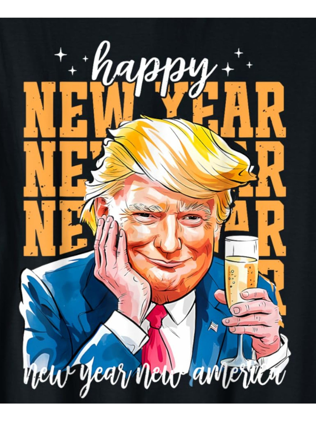 Happy New Year 2025 Funny Trump Retro Trendy Printed T-shirt, Men'S Casual and Comfortable T-shirt Summer, Men'S Short-sleeved Top for Everyday Activities Birthday Gift To Men
