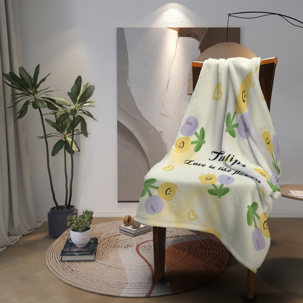 Dawn Odyssey Ivory Cozy All-Season Flannel Blanket