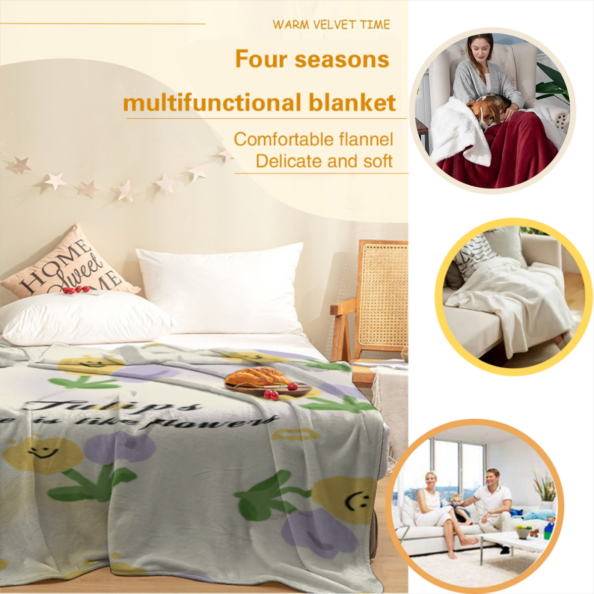 Dawn Odyssey Ivory Cozy All-Season Flannel Blanket