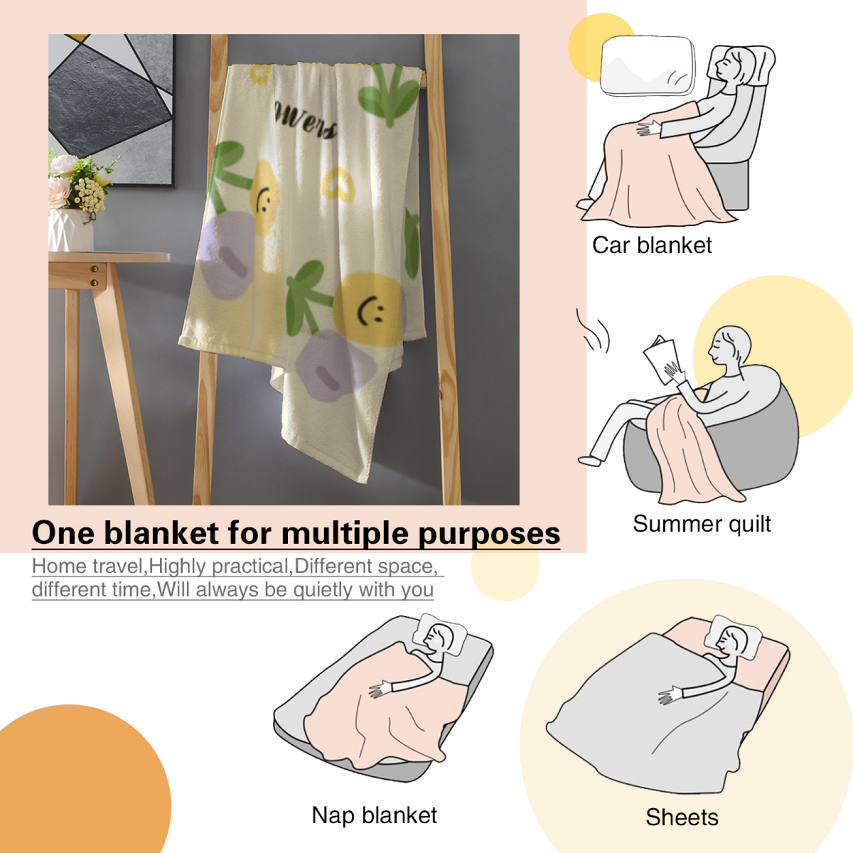 Dawn Odyssey Ivory Cozy All-Season Flannel Blanket