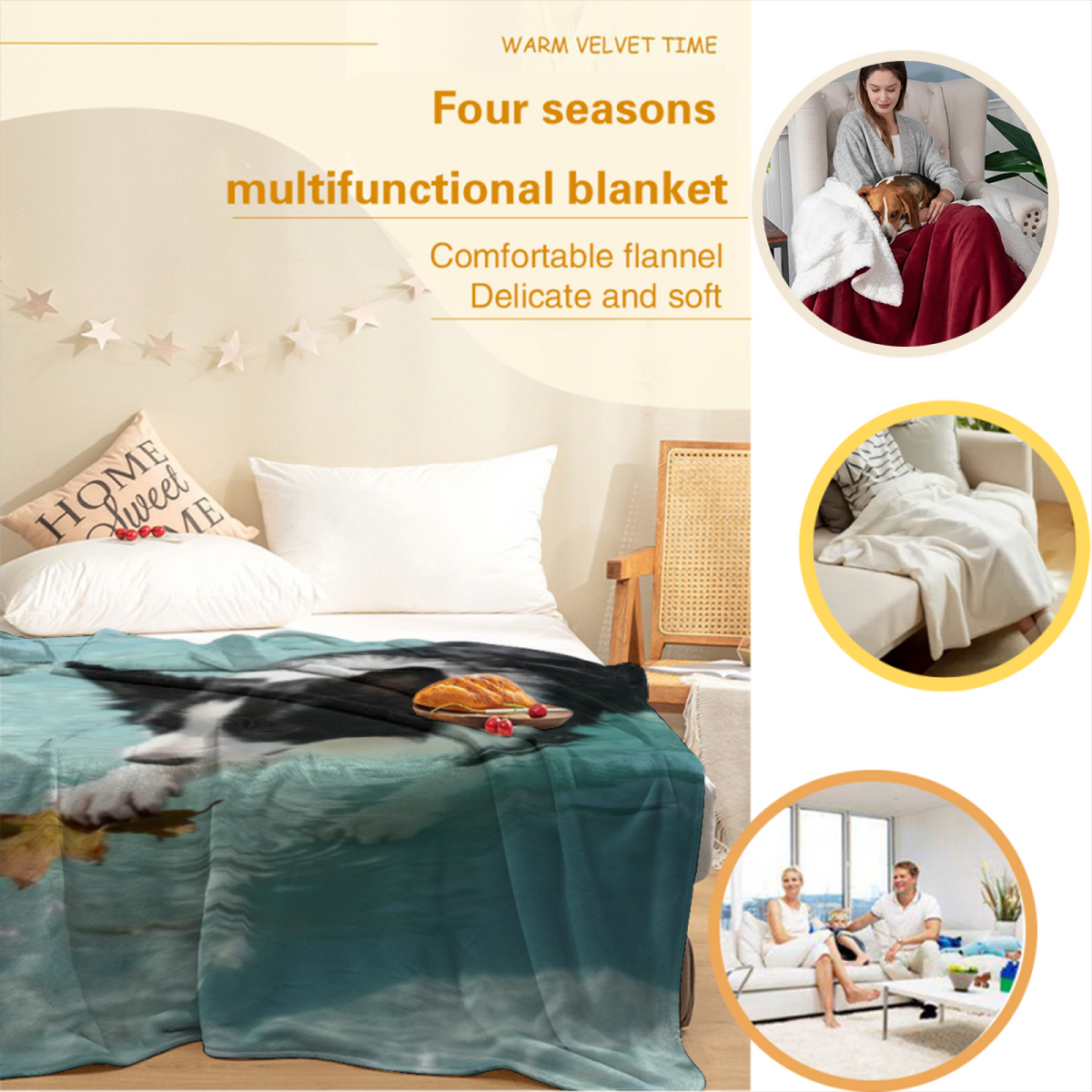 Pastel Multicolor Whimsical Decor All-Season Flannel Blanket ¨C Heather Horizon Edition