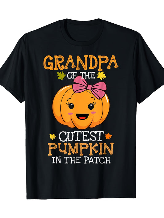 Grandpa Of The Cutest Pumpkin In The Patch Halloween Mens T-Shirt -100% Cotton -220gT-Shirt