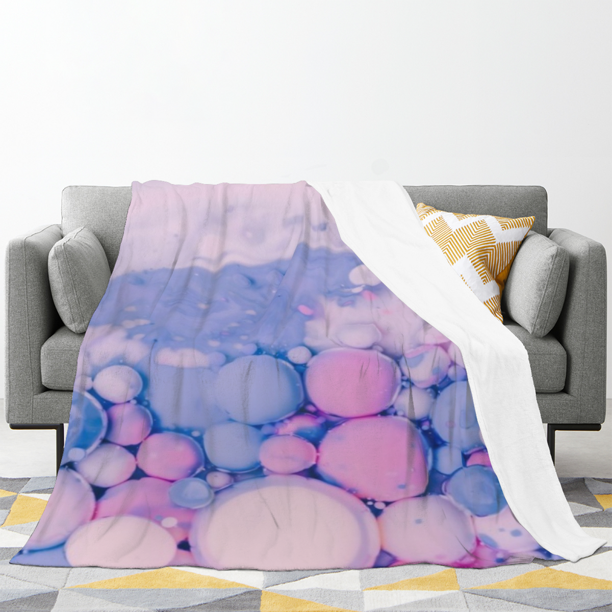 Soft Neutral Dawn Echo Cozy Flannel Bed Blanket