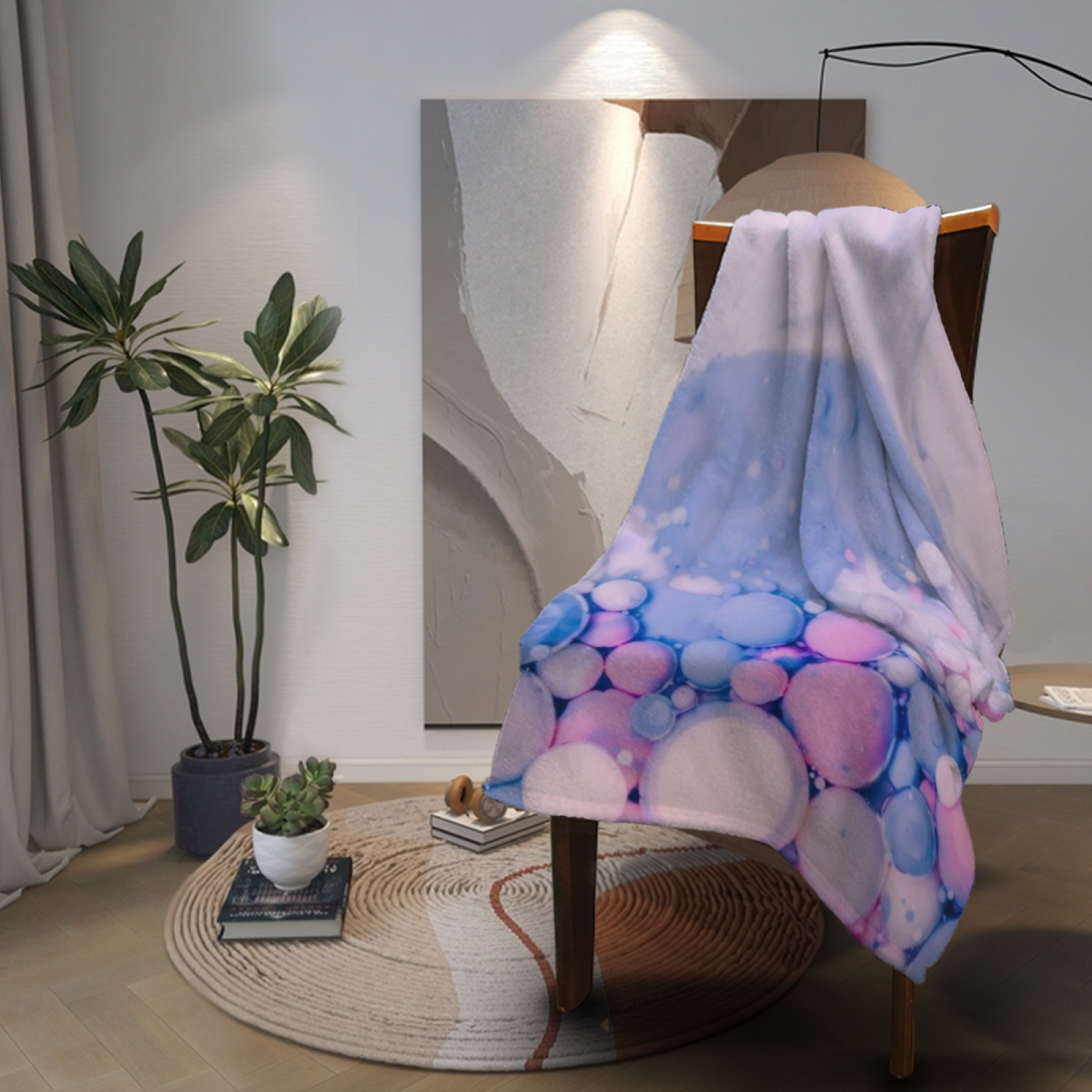 Soft Neutral Dawn Echo Cozy Flannel Bed Blanket