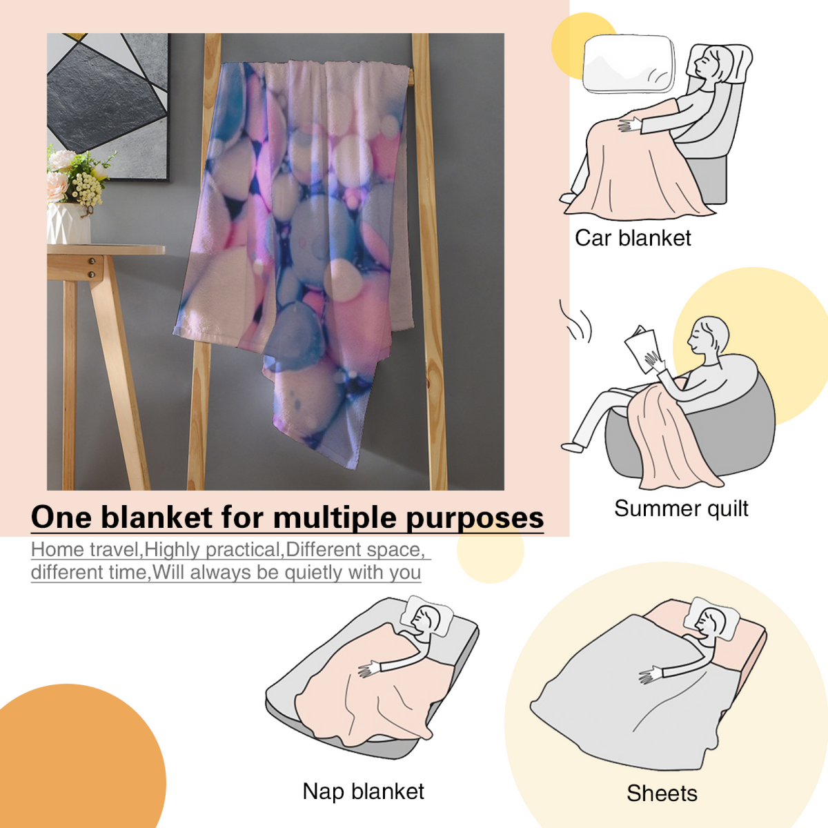 Soft Neutral Dawn Echo Cozy Flannel Bed Blanket